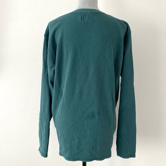 Pact 100% Organic Cotton Turquoise Waffle Knit Henley - Picture 3 of 9